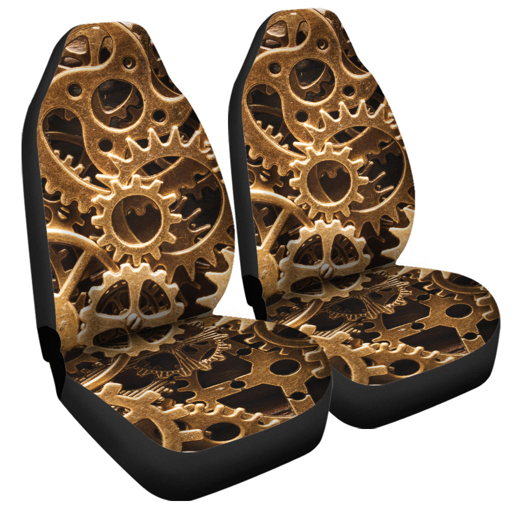 Steampunk Brass Cogs And Gears Print Universal Fit Car Seat Covers