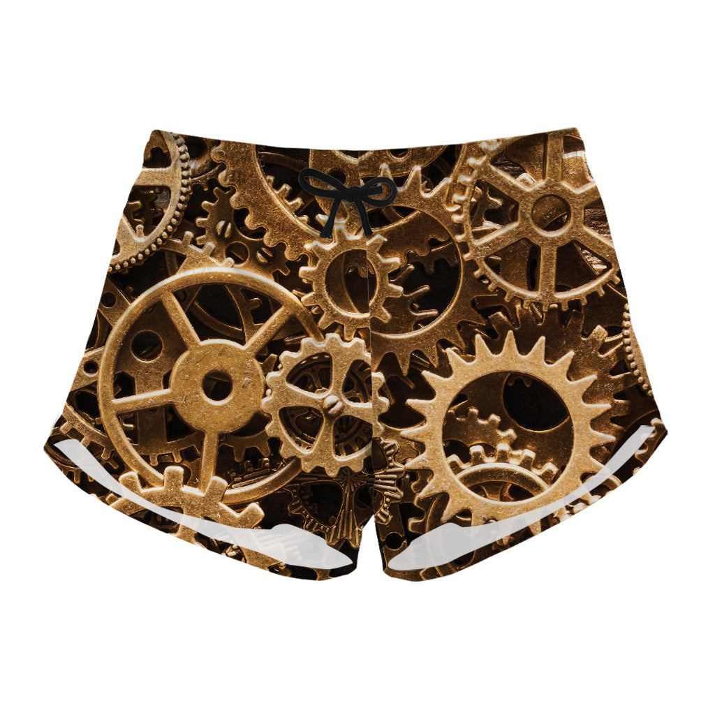 Steampunk Brass Cogs And Gears Print Women's Shorts