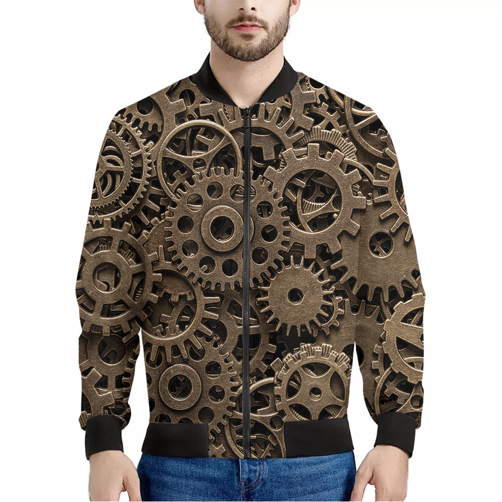 Steampunk Brass Gears And Cogs Print Men's Bomber Jacket