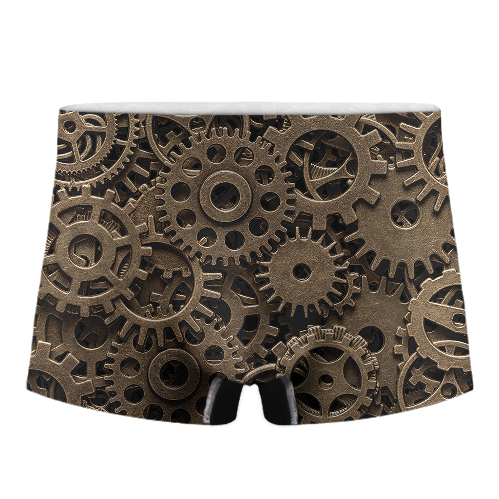 Steampunk Brass Gears And Cogs Print Men's Boxer Briefs