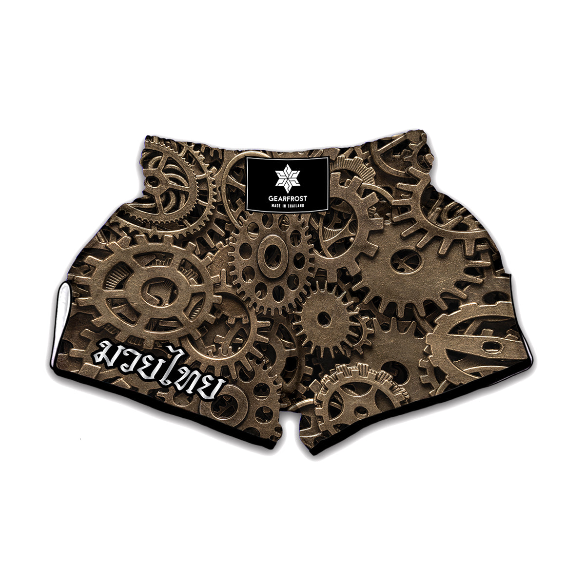 Steampunk Brass Gears And Cogs Print Muay Thai Boxing Shorts