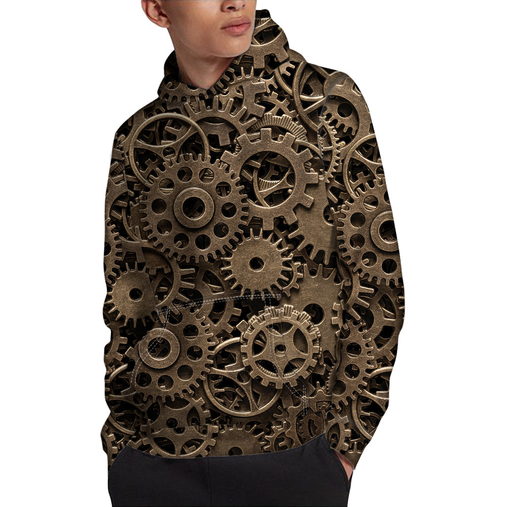 Steampunk Brass Gears And Cogs Print Pullover Hoodie