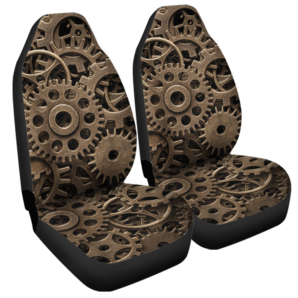 Steampunk Brass Gears And Cogs Print Universal Fit Car Seat Covers