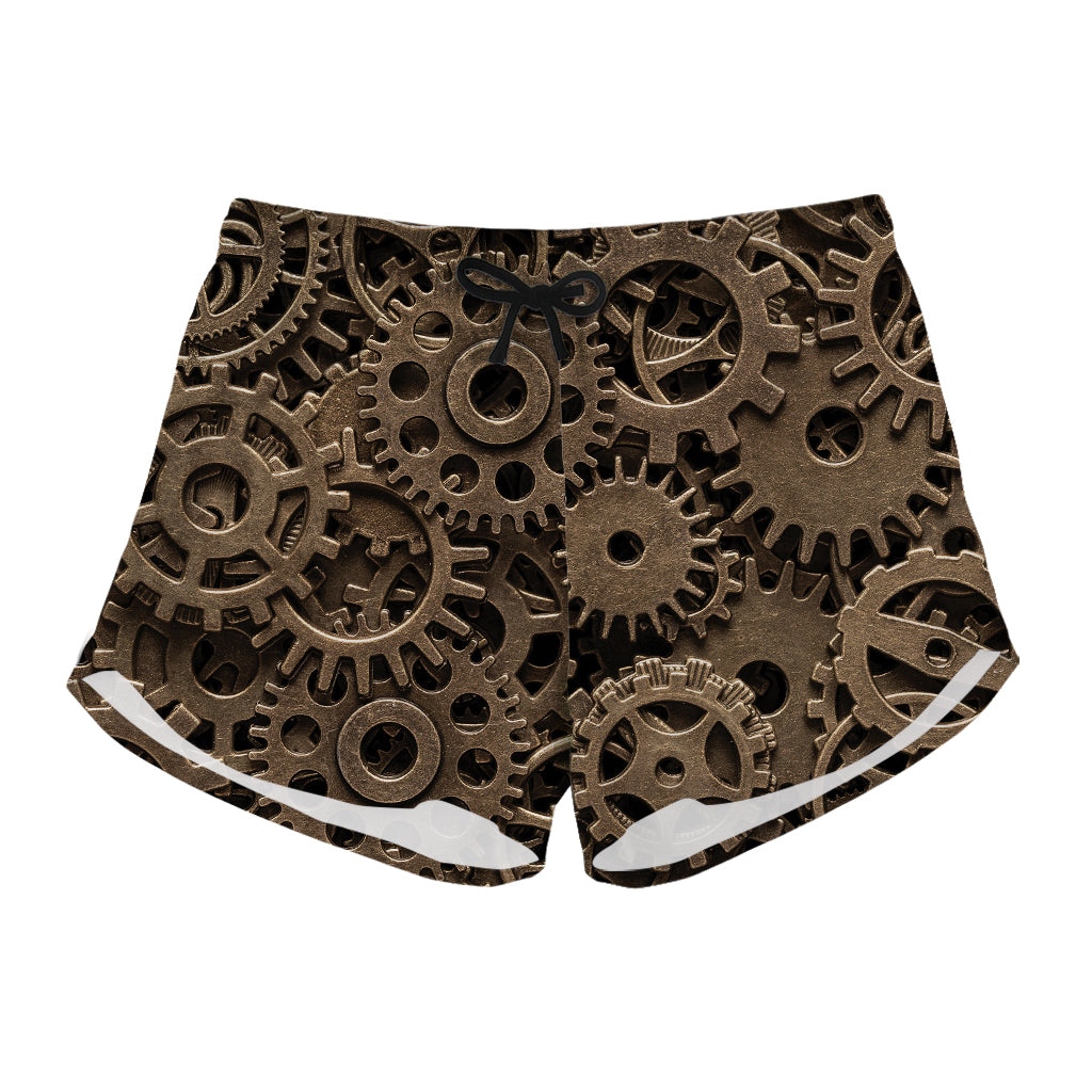 Steampunk Brass Gears And Cogs Print Women's Shorts