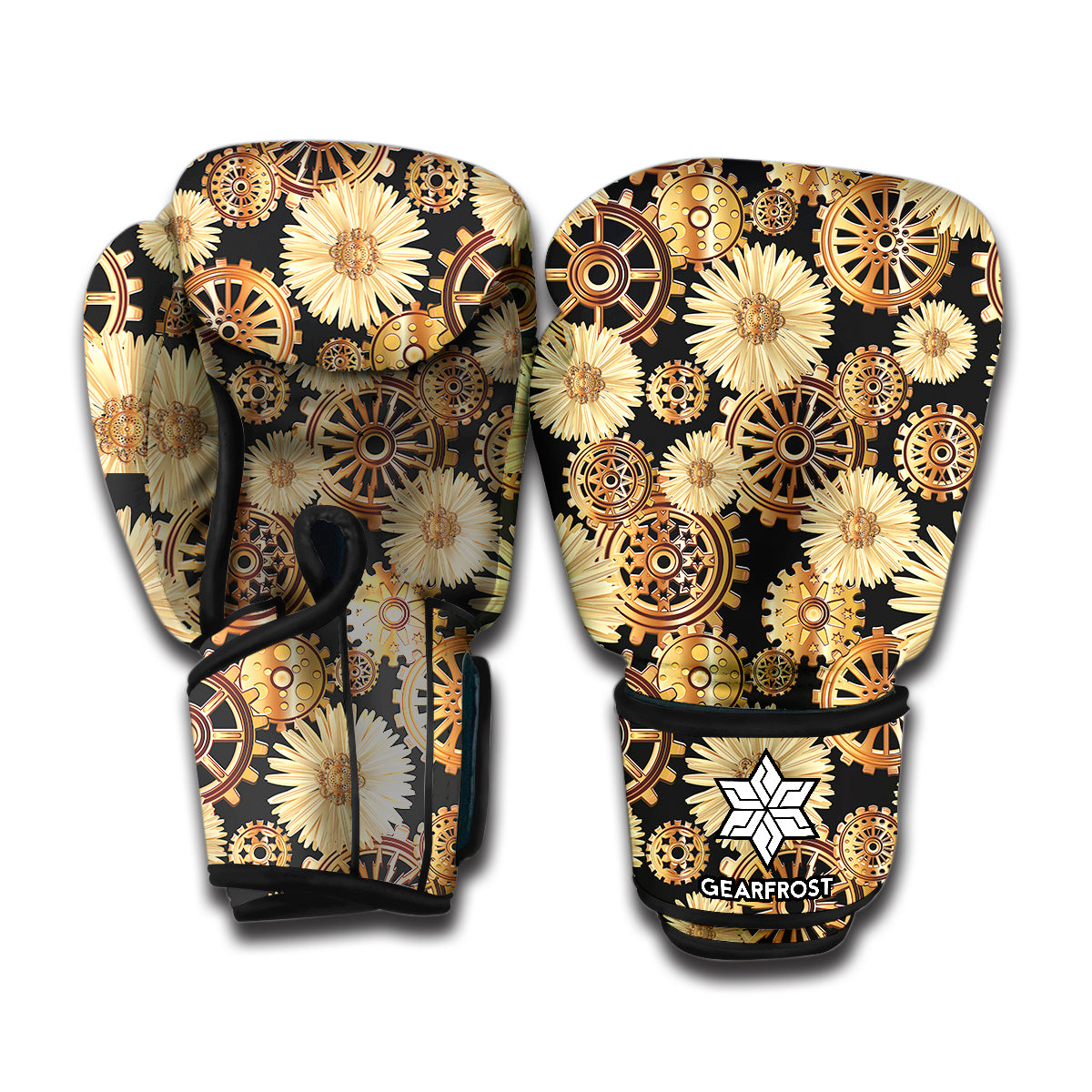 Steampunk Chamomile Pattern Print Boxing Gloves