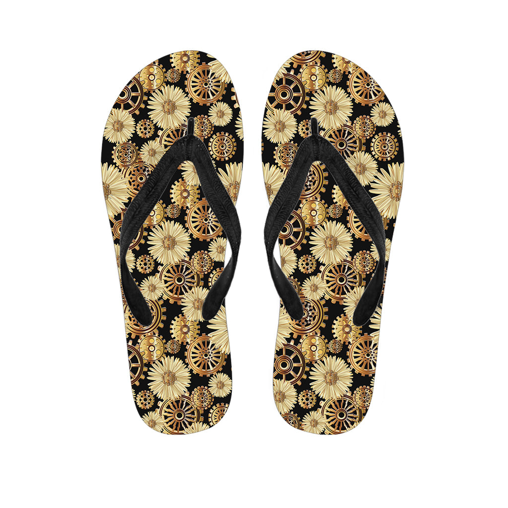 Steampunk Chamomile Pattern Print Flip Flops