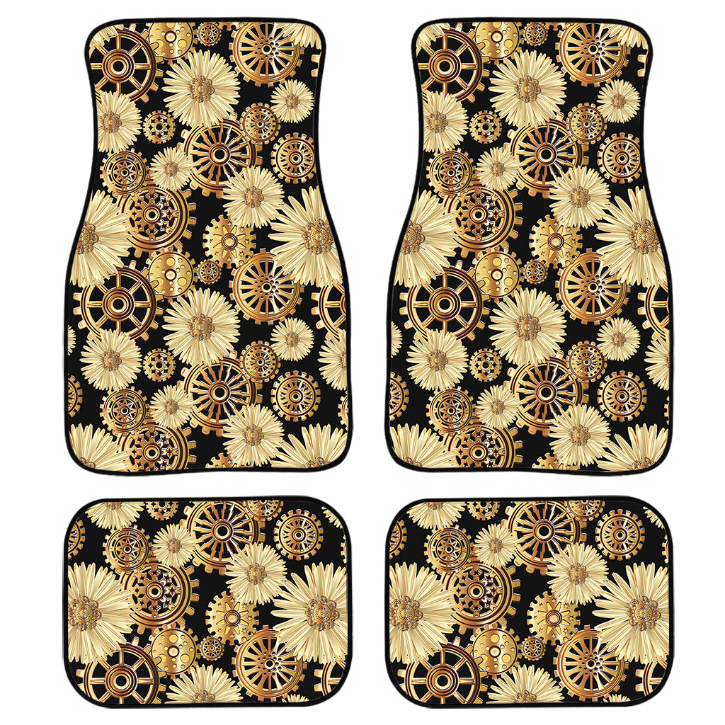 Steampunk Chamomile Pattern Print Front and Back Car Floor Mats