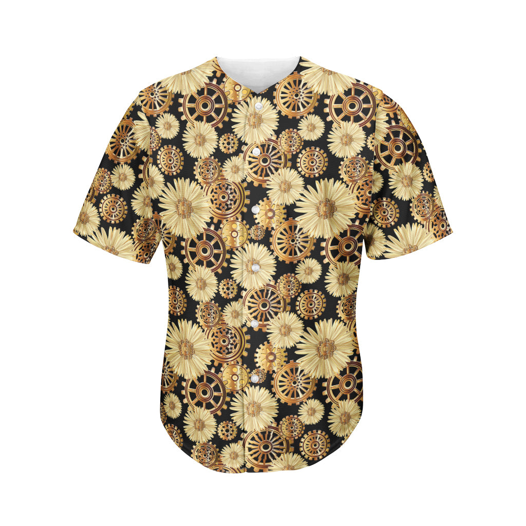 Steampunk Chamomile Pattern Print Men's Baseball Jersey