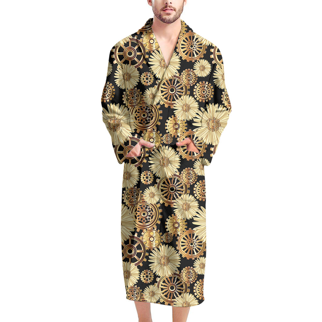 Steampunk Chamomile Pattern Print Men's Bathrobe