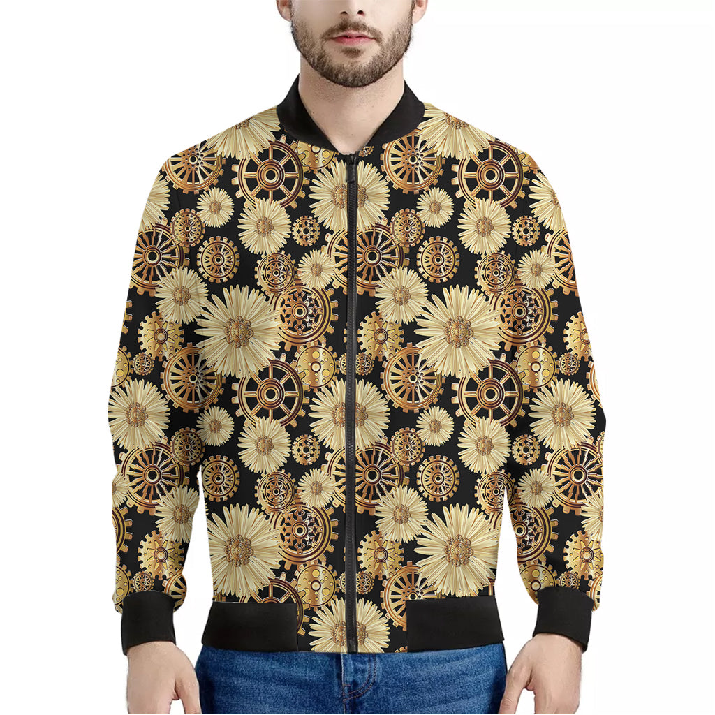 Steampunk Chamomile Pattern Print Men's Bomber Jacket