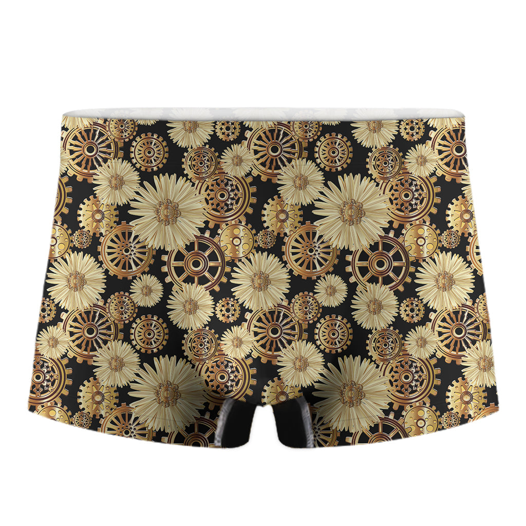 Steampunk Chamomile Pattern Print Men's Boxer Briefs