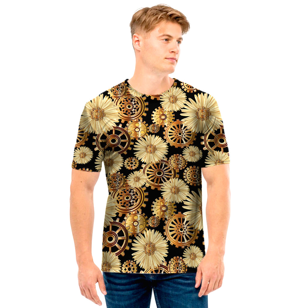 Steampunk Chamomile Pattern Print Men's T-Shirt