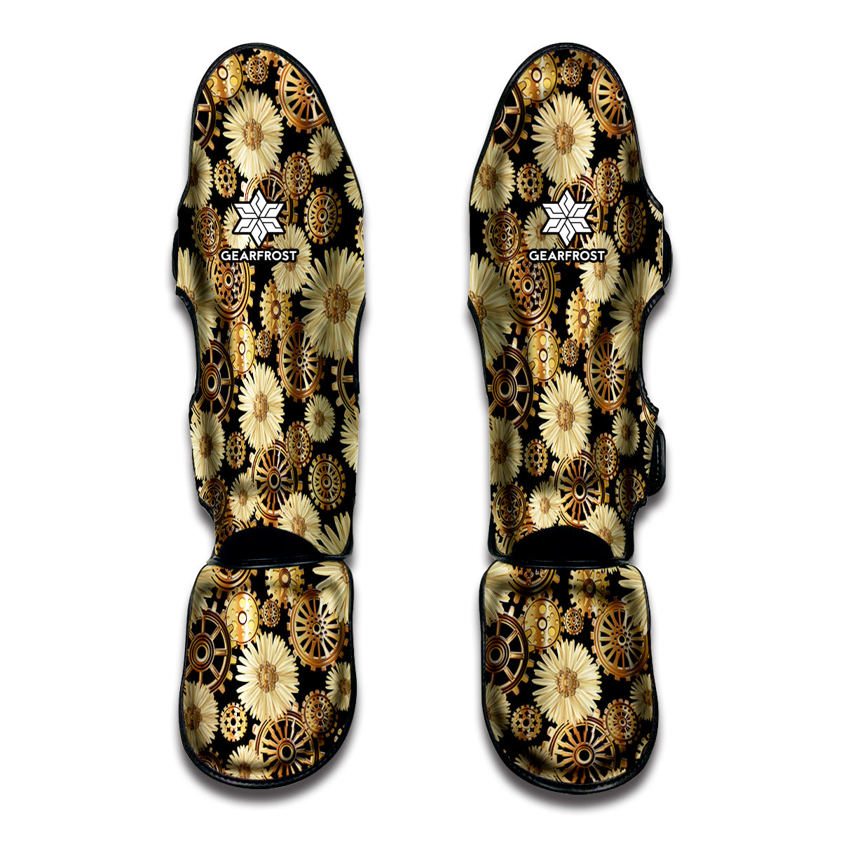 Steampunk Chamomile Pattern Print Muay Thai Shin Guards