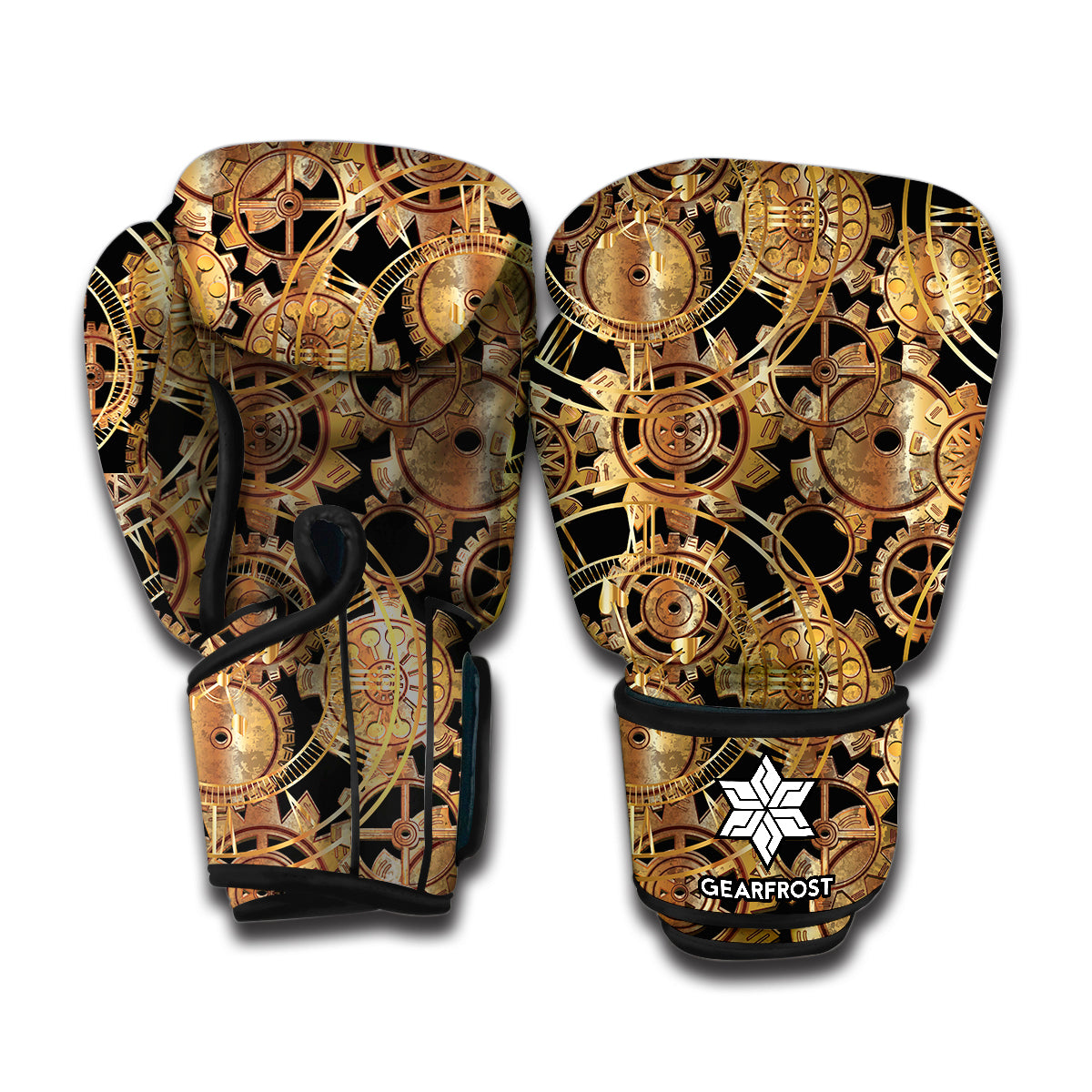 Steampunk Clock Gears Print Boxing Gloves