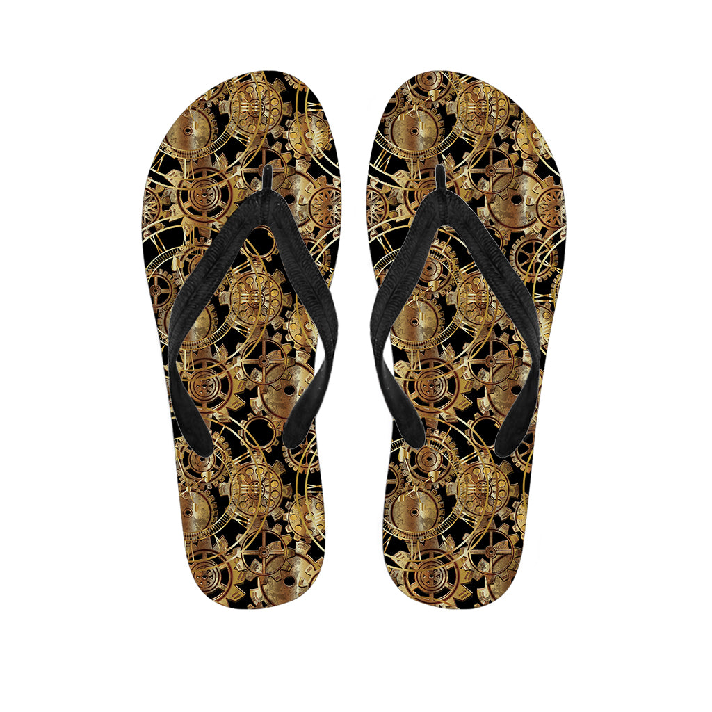 Steampunk Clock Gears Print Flip Flops