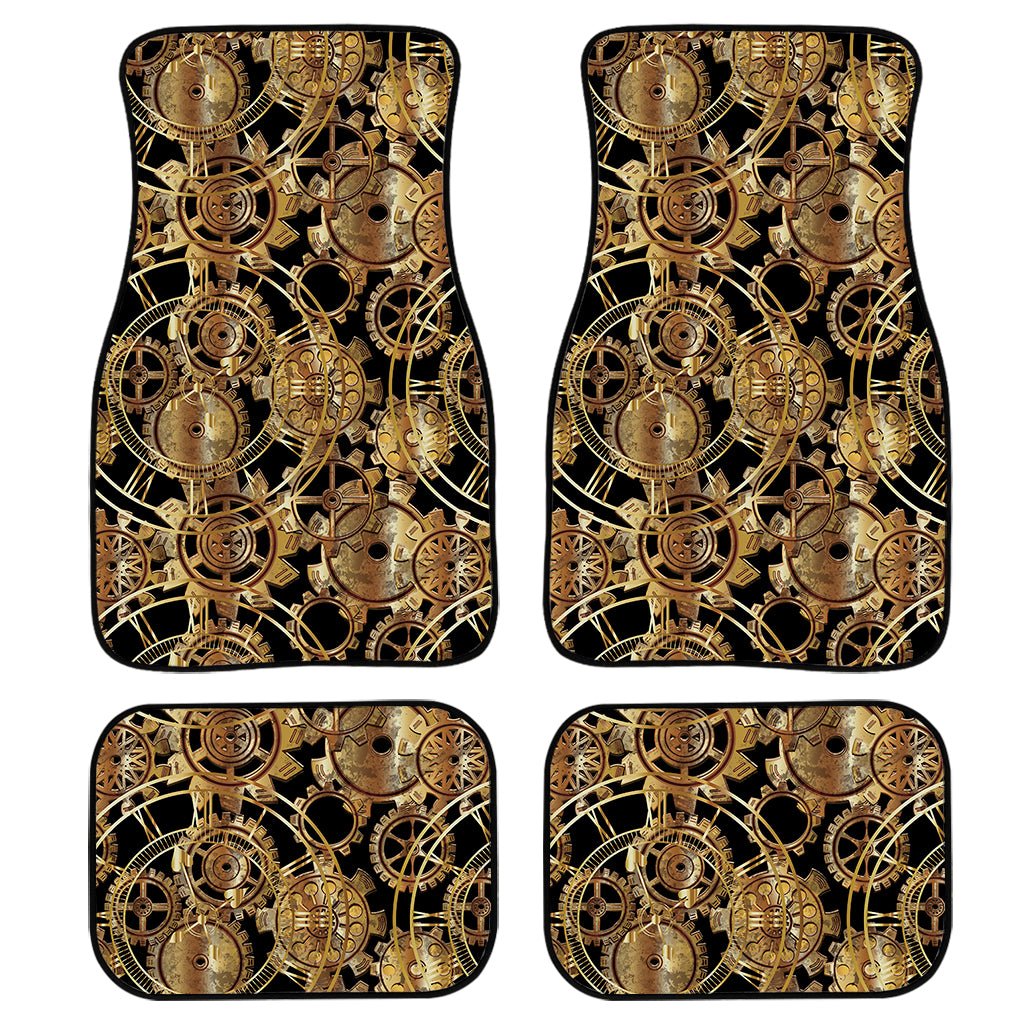 Steampunk Clock Gears Print Front and Back Car Floor Mats