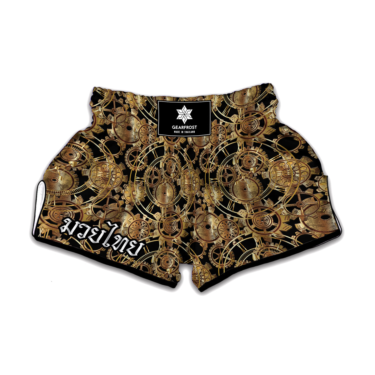 Steampunk Clock Gears Print Muay Thai Boxing Shorts