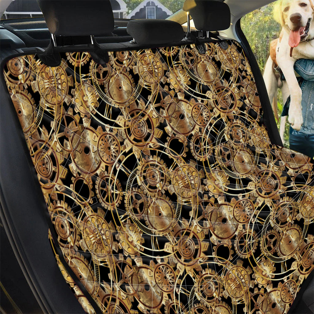 Steampunk Clock Gears Print Pet Car Back Seat Cover