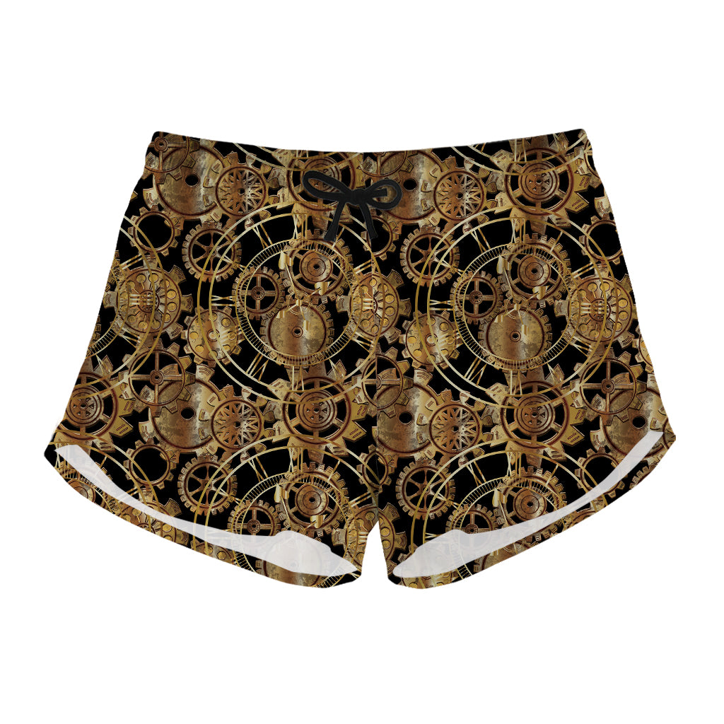 Steampunk Clock Gears Print Women's Shorts