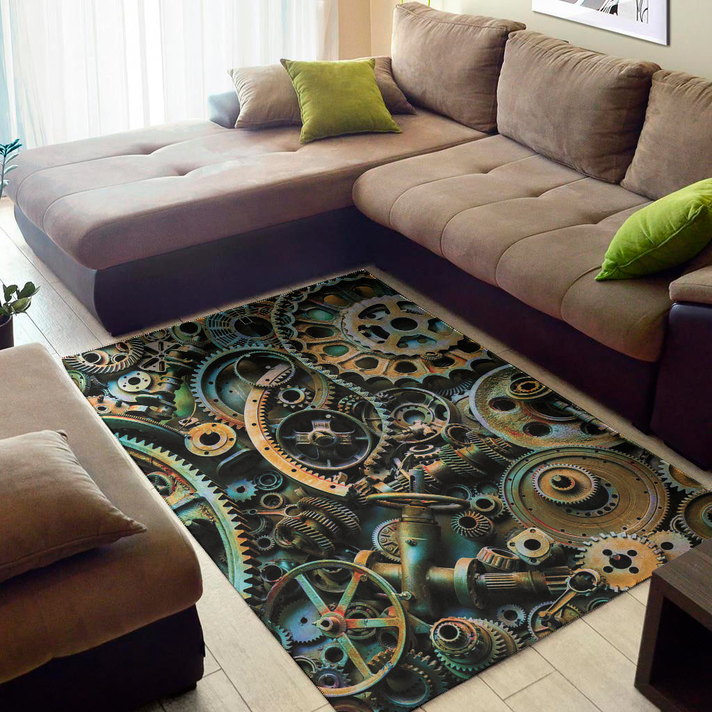 Steampunk Cogs And Gears Print Area Rug