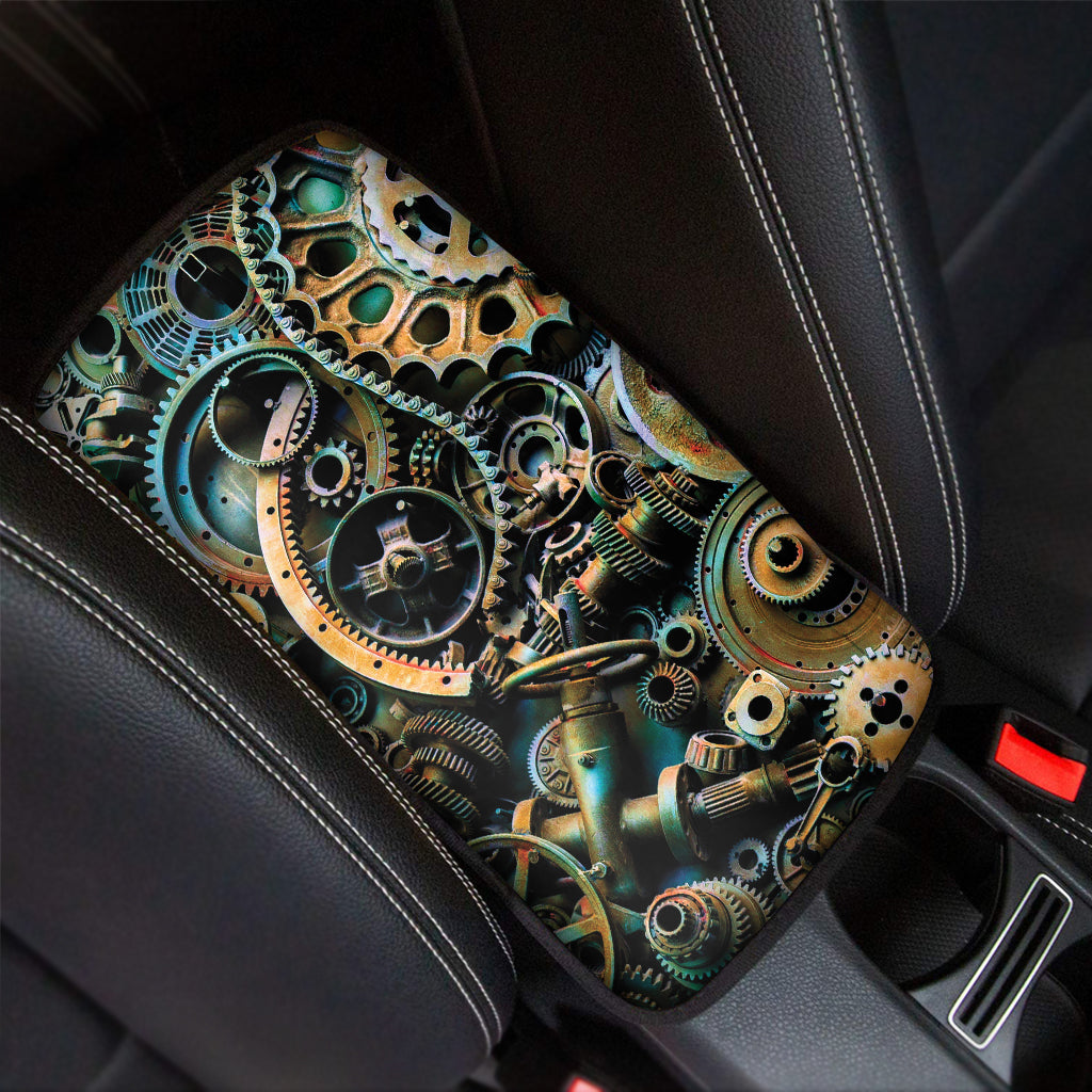 Steampunk Cogs And Gears Print Car Center Console Cover