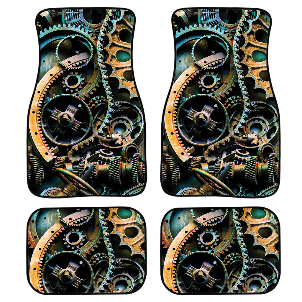 Steampunk Cogs And Gears Print Front and Back Car Floor Mats