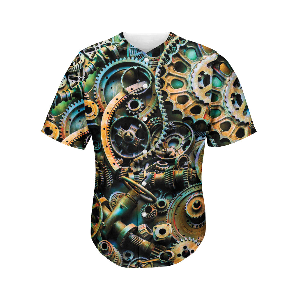 Steampunk Cogs And Gears Print Men's Baseball Jersey