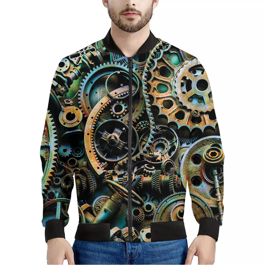 Steampunk Cogs And Gears Print Men's Bomber Jacket