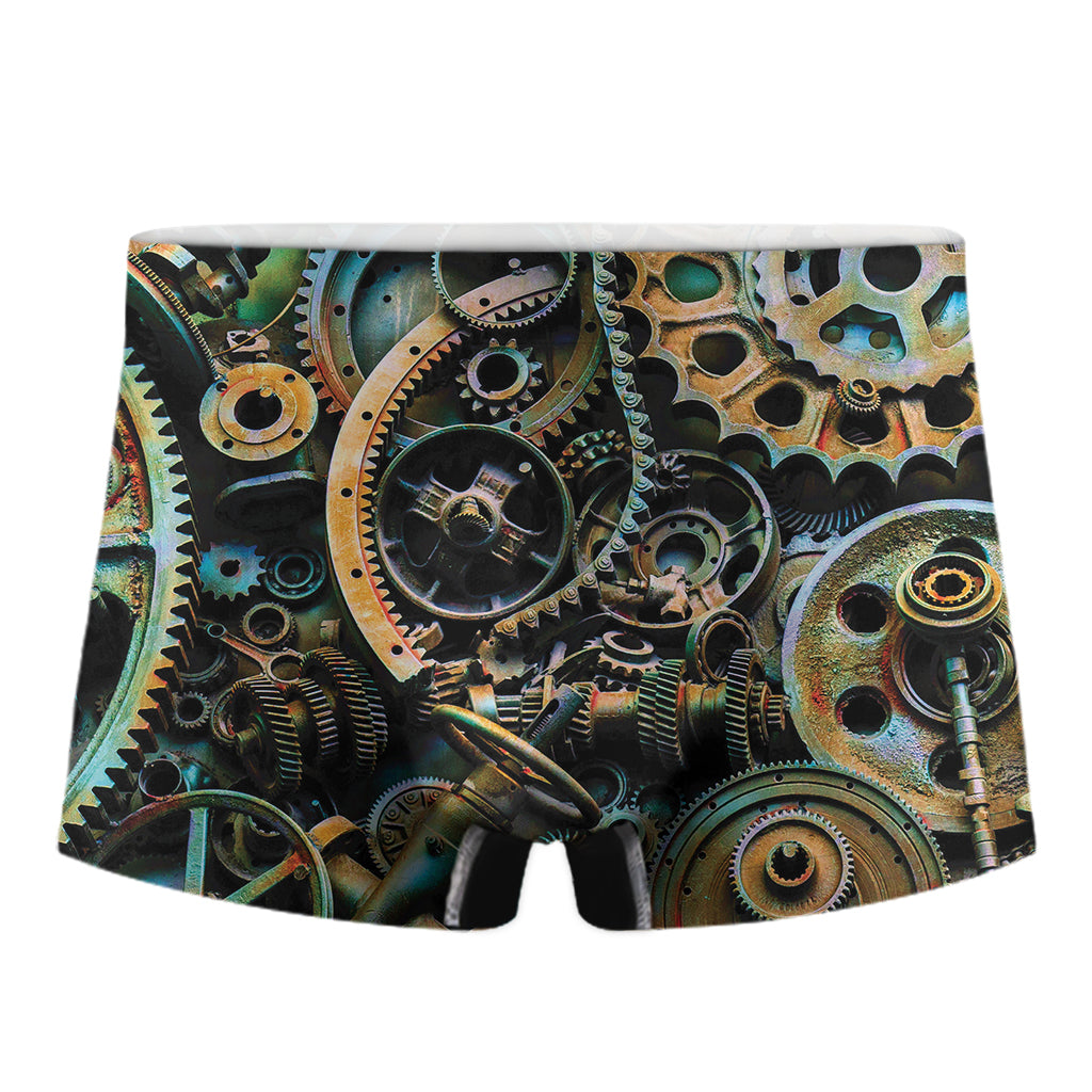 Steampunk Cogs And Gears Print Men's Boxer Briefs