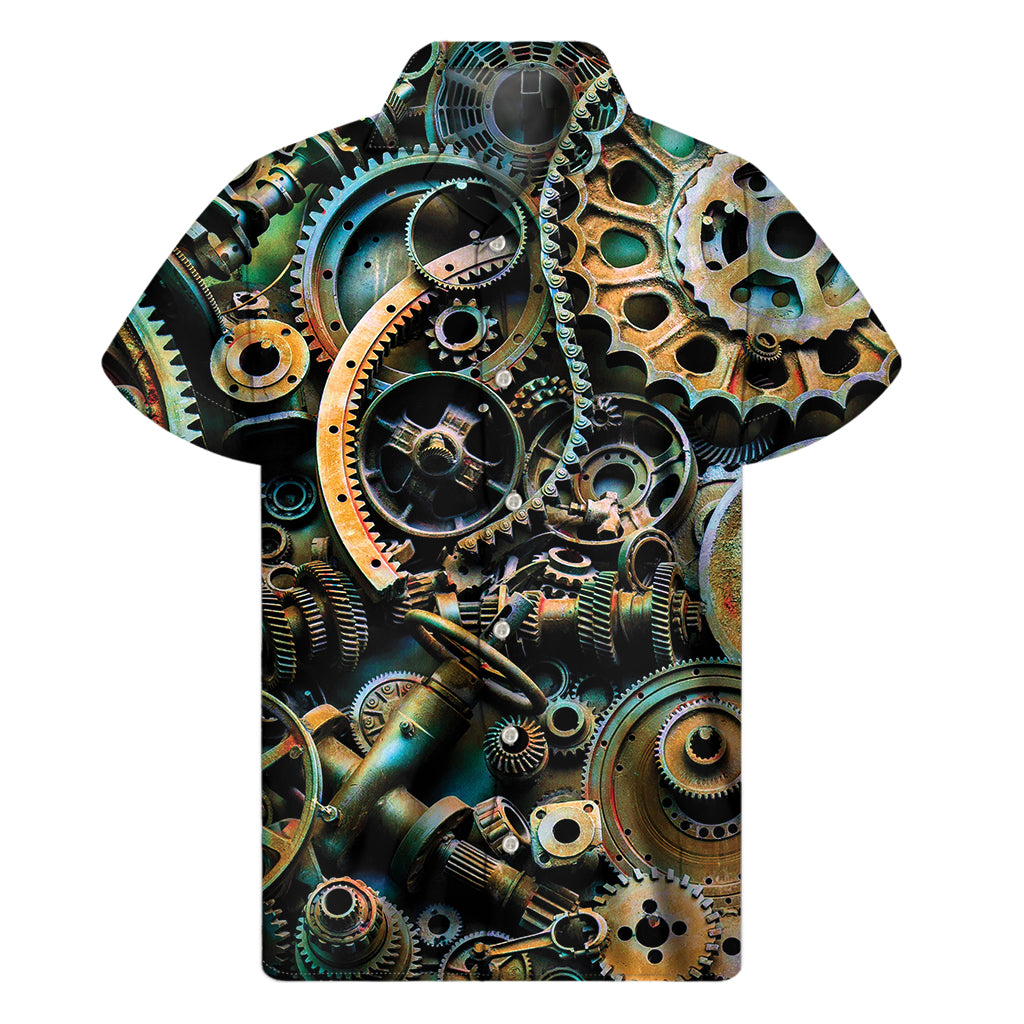 Steampunk Cogs And Gears Print Men's Short Sleeve Shirt