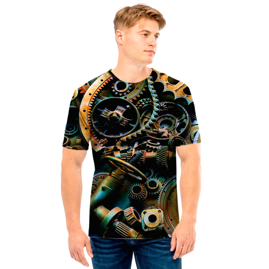 Steampunk Cogs And Gears Print Men's T-Shirt