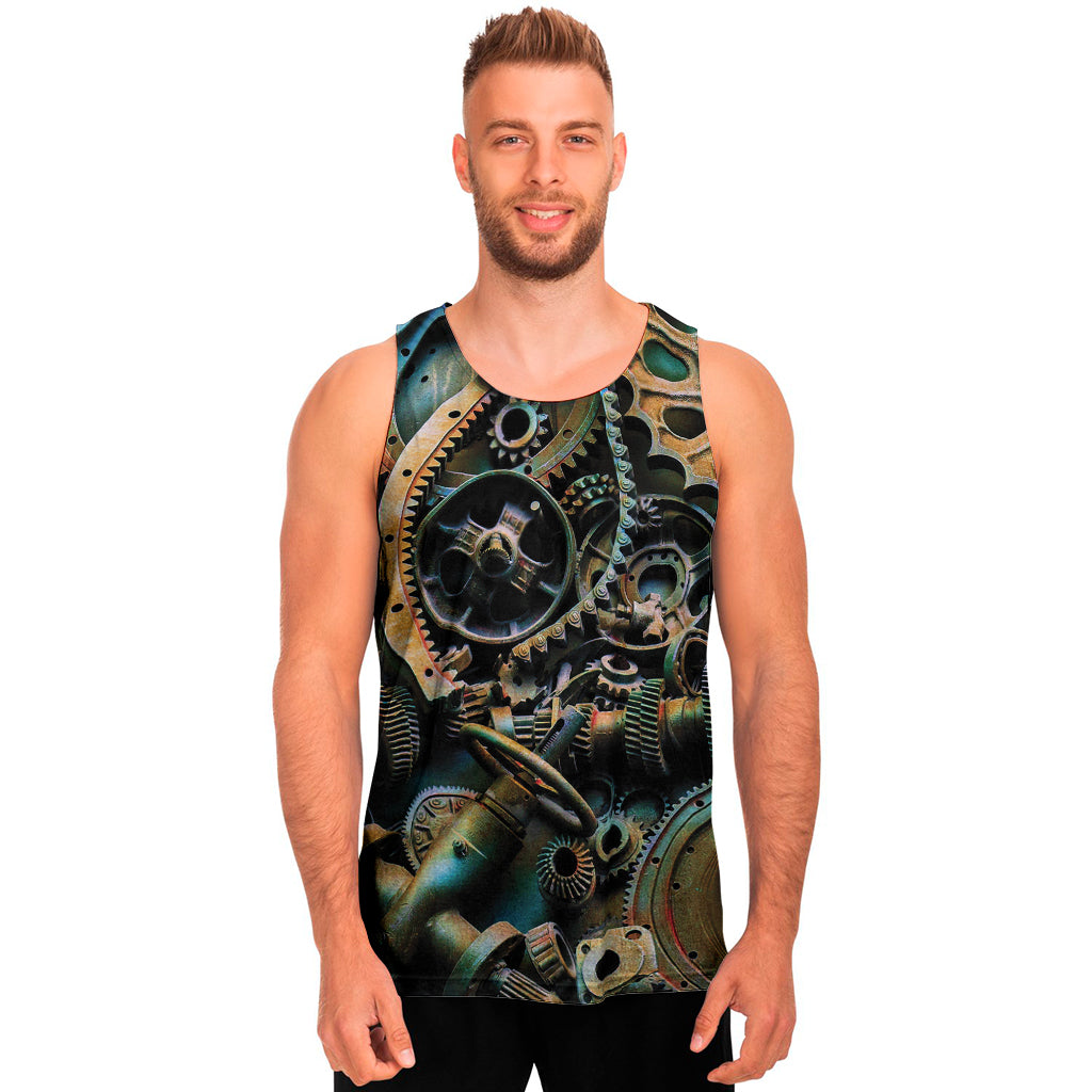 Steampunk Cogs And Gears Print Men's Tank Top