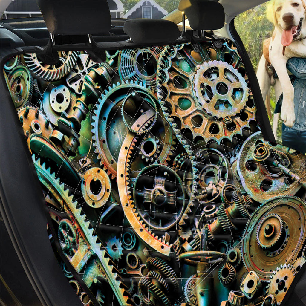 Steampunk Cogs And Gears Print Pet Car Back Seat Cover