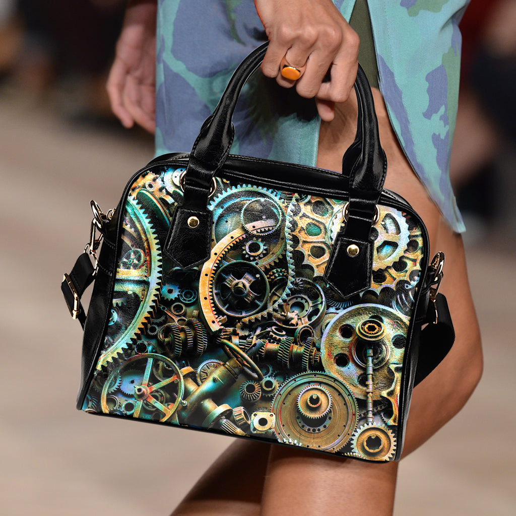 Steampunk Cogs And Gears Print Shoulder Handbag