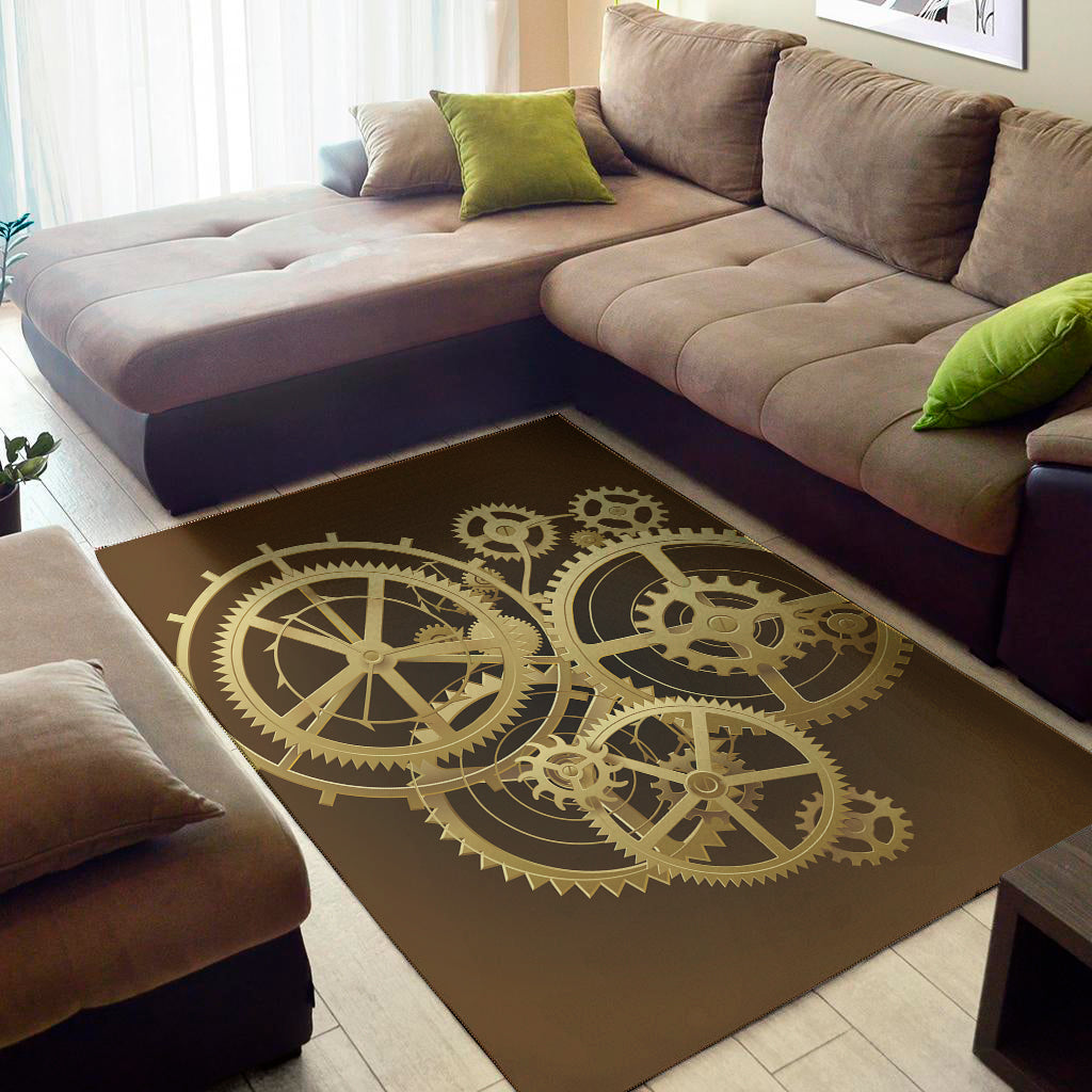 Steampunk Cogwheels Print Area Rug