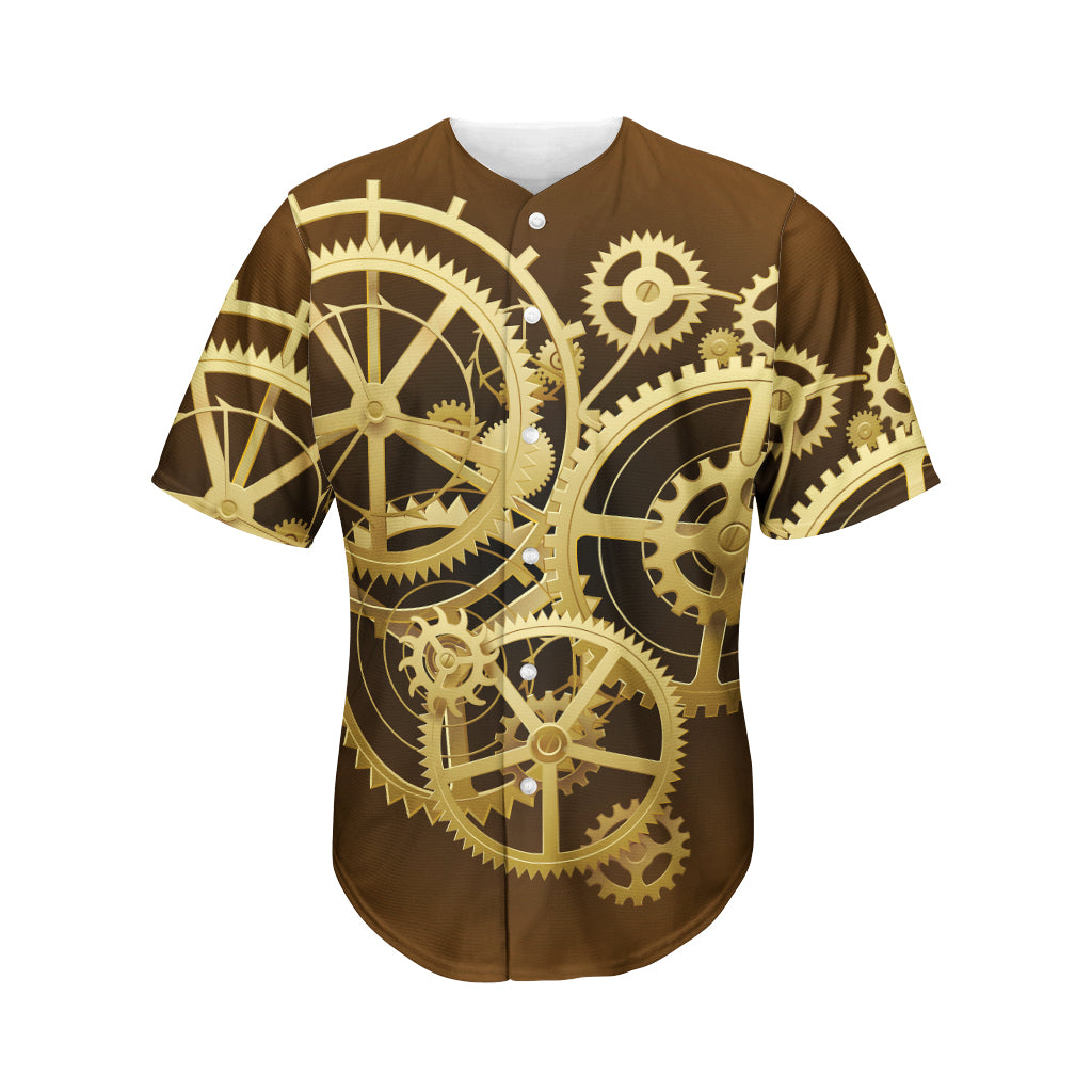 Steampunk Cogwheels Print Men's Baseball Jersey