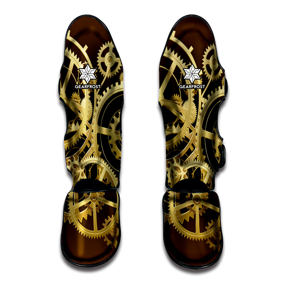 Steampunk Cogwheels Print Muay Thai Shin Guards