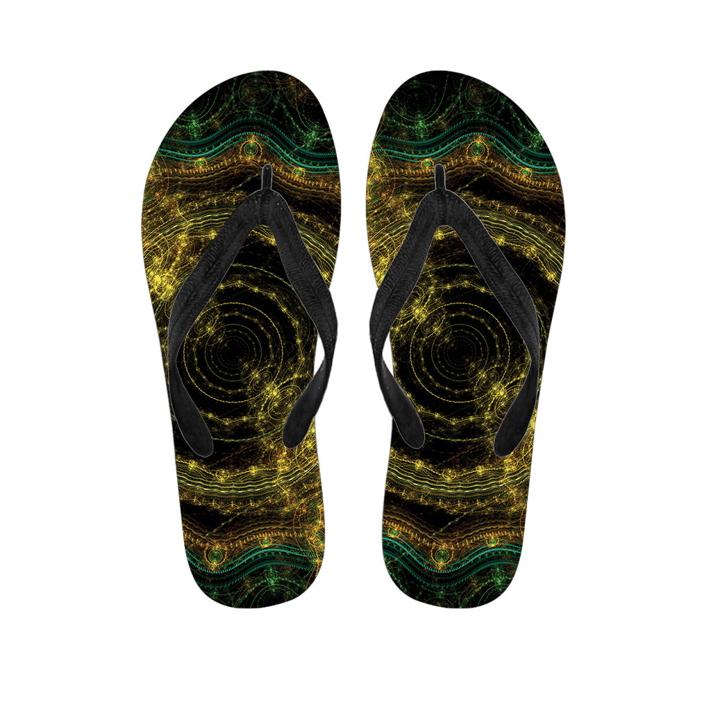 Steampunk Fractal Print Flip Flops