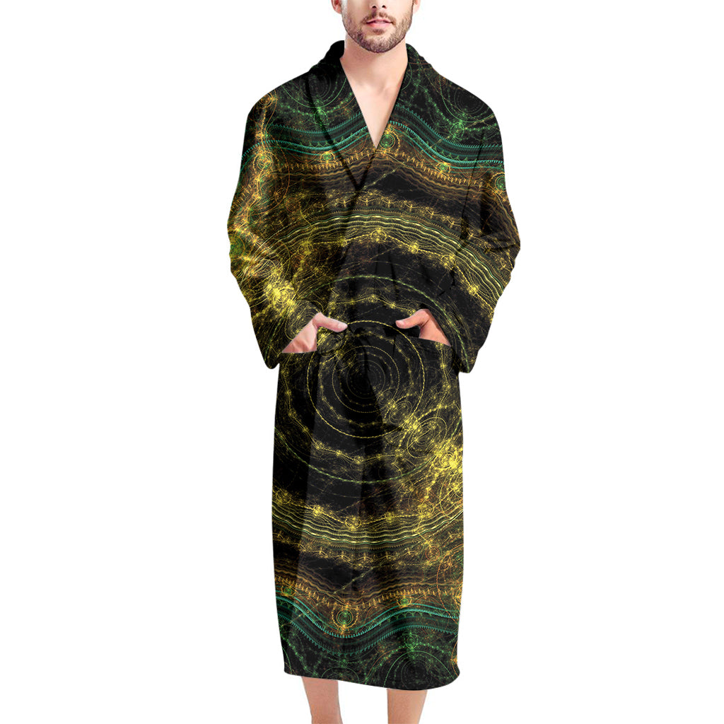 Steampunk Fractal Print Men's Bathrobe