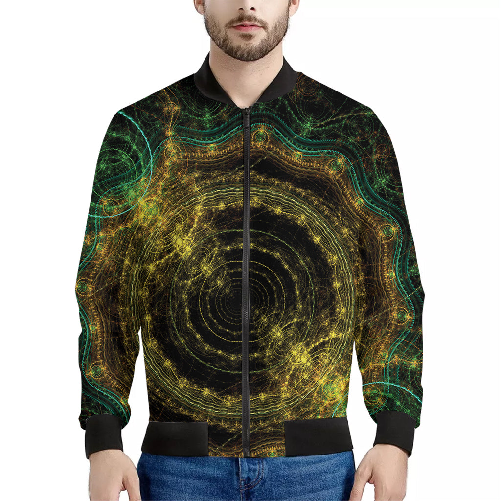 Steampunk Fractal Print Men's Bomber Jacket