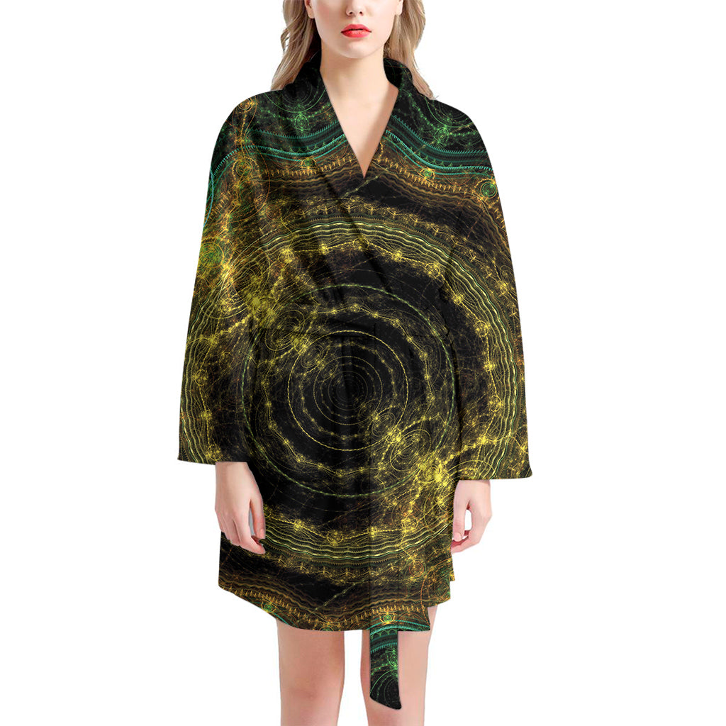 Steampunk Fractal Print Women's Bathrobe