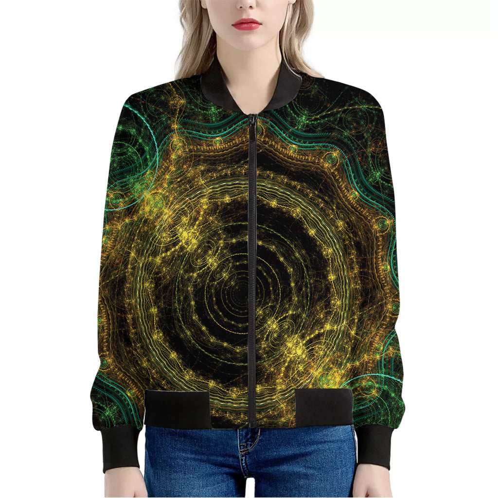 Steampunk Fractal Print Women's Bomber Jacket