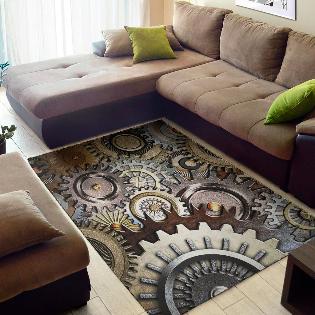 Steampunk Gears And Cogs Print Area Rug