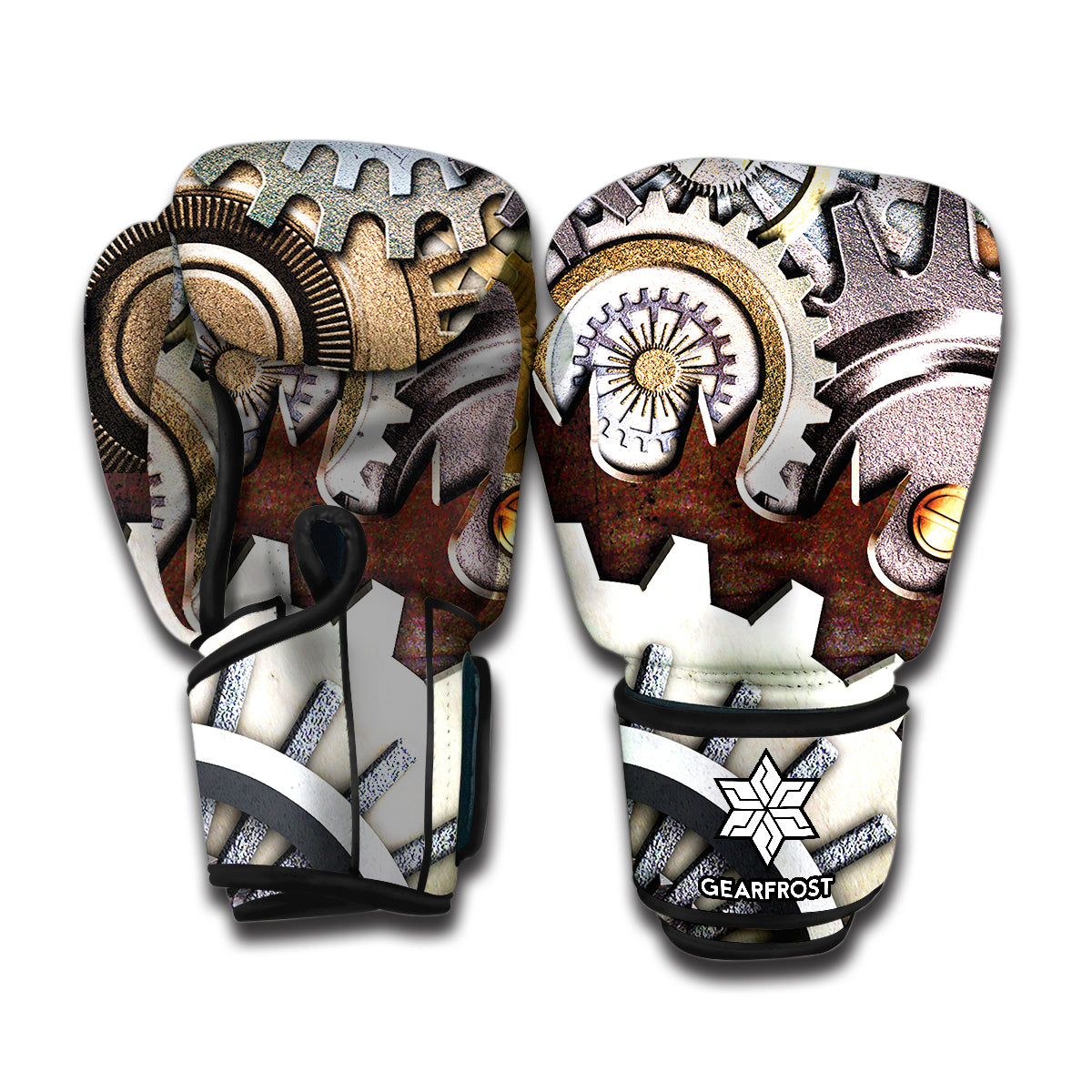 Steampunk Gears And Cogs Print Boxing Gloves