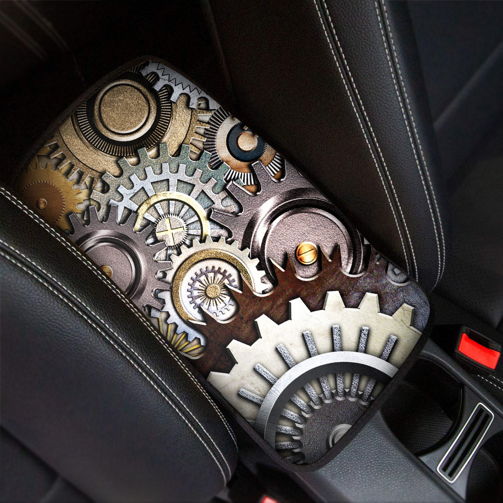 Steampunk Gears And Cogs Print Car Center Console Cover