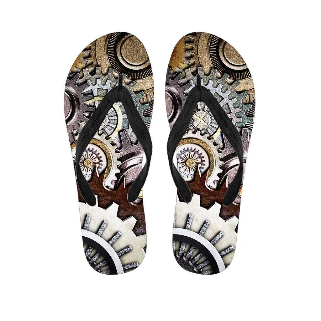 Steampunk Gears And Cogs Print Flip Flops