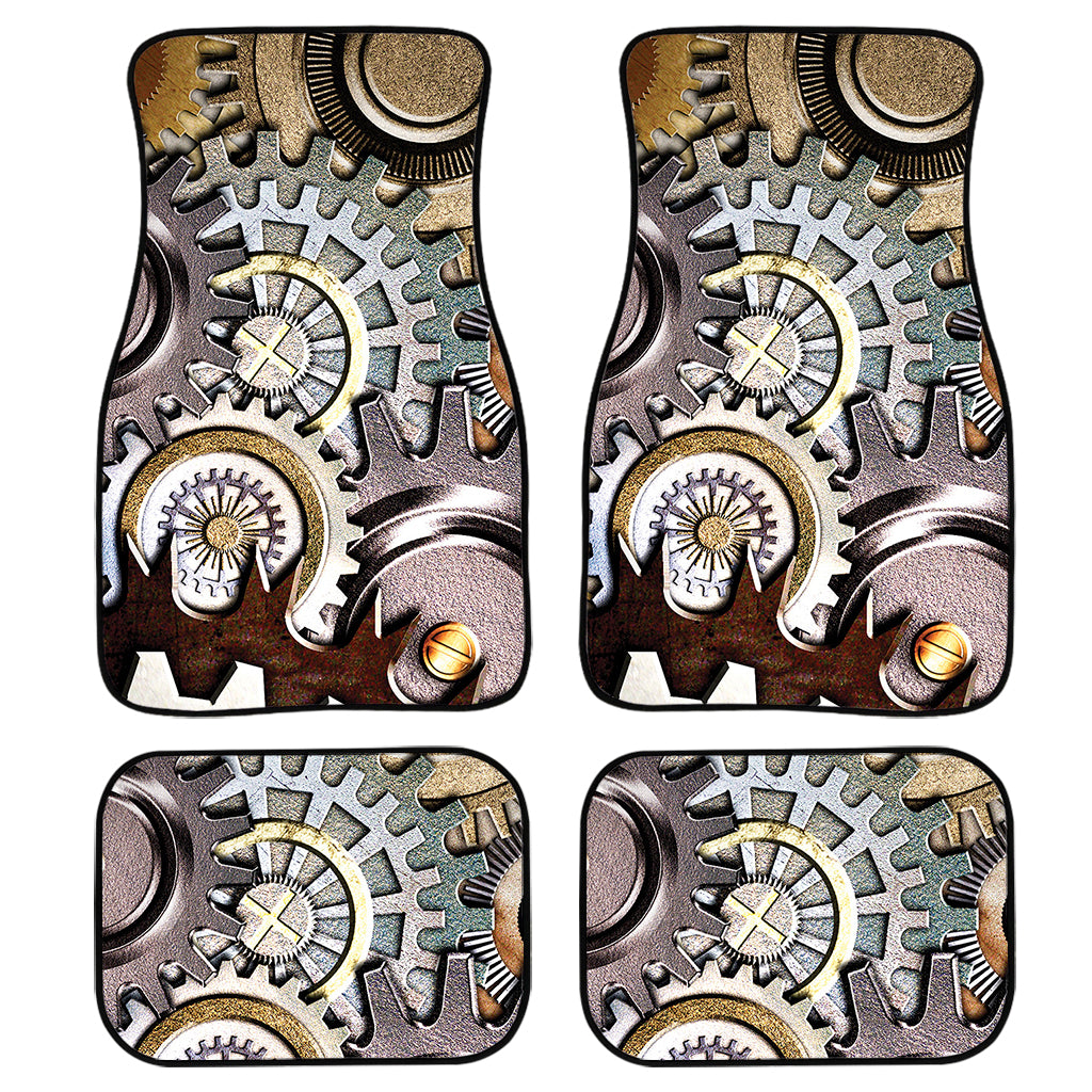 Steampunk Gears And Cogs Print Front and Back Car Floor Mats