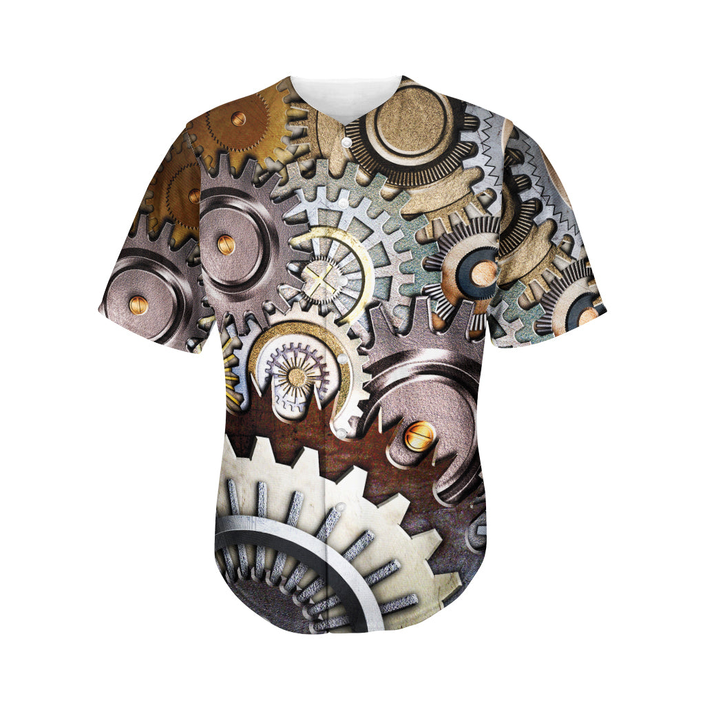 Steampunk Gears And Cogs Print Men's Baseball Jersey