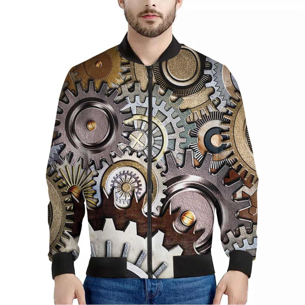 Steampunk Gears And Cogs Print Men's Bomber Jacket