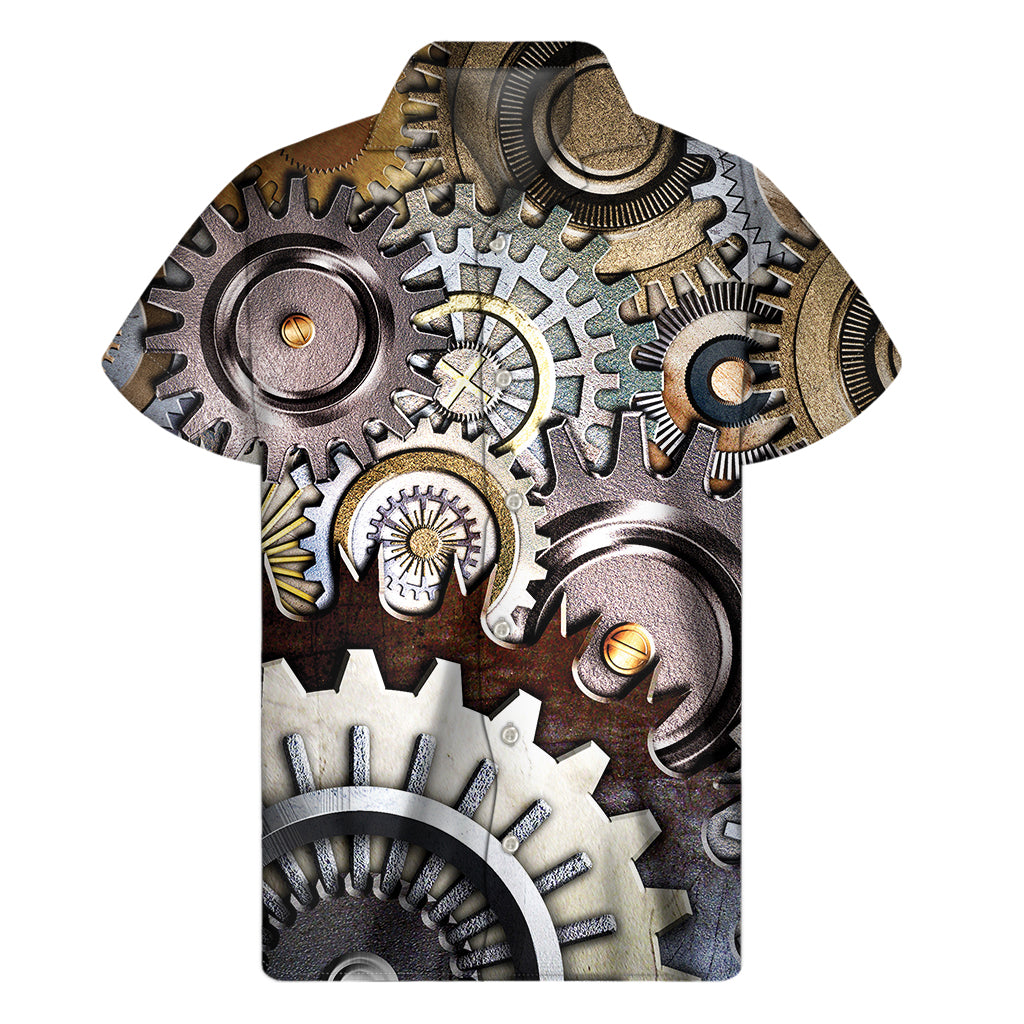 Steampunk Gears And Cogs Print Men's Short Sleeve Shirt